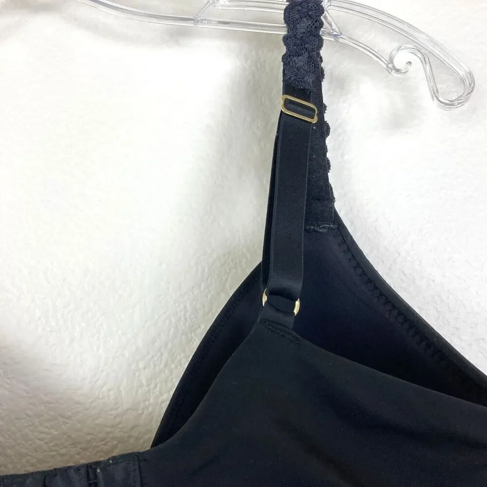 Natori 732080 Pure Luxe Plunge T-Shirt Lined Underwire Bra Black US Size 34 DDD